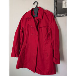 Kenneth Cole Reaction Red Trench Coat Womens XL